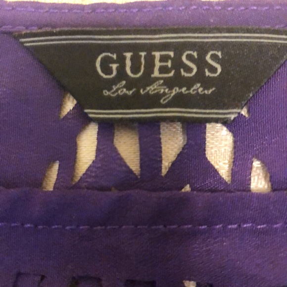 VINTAGE UNUQUE GUESS LOS ANGELES PURPLE TOP - SIZE S - LACY CUT OUTS - #328 - Picture 4 of 11